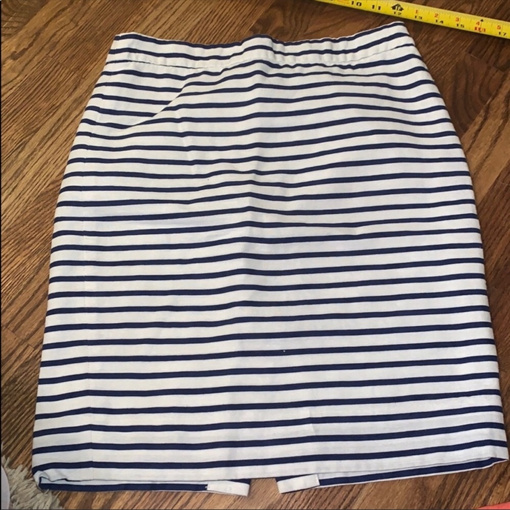 EUC navy white stripped skirt